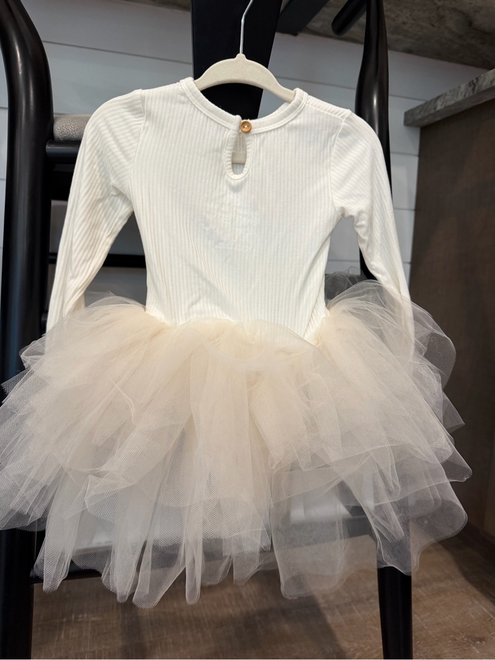 Ivory Ribbed Tulle Tutu Dress Bums & Roses - Picture 2 of 8